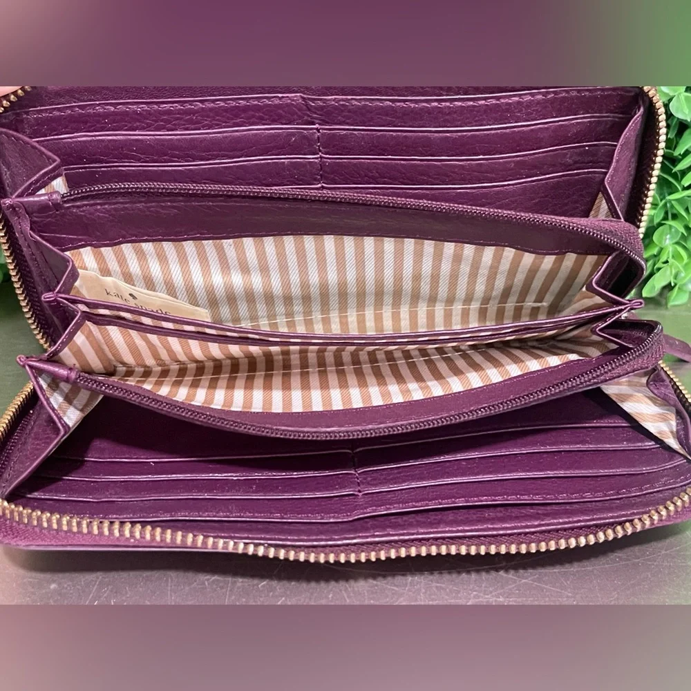 Kate Spade Cobble Hill Lacey Pink Purple Leather Ziparound Wallet